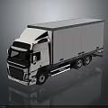 White Modern Box Truck with Aerodynamic Cab and Large Cargo Trailer on Dark Reflective Surface 3d model