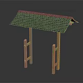 Traditional Wooden Entrance Gate With Tiled Roof And Simple Frame Design