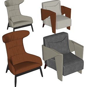 Modern single sofa leisure chair combination 3d model