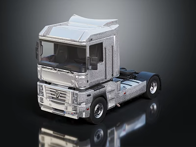 Silver Shiny Modern Truck Cab With Metallic Exterior And Reflective Surface 3d model