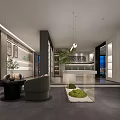 Modern Interior Space With Glass Partitions Display Shelves Green Plants And Wooden Flooring