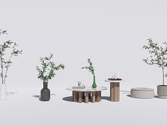 Modern Vase Green Plant Flower Pot Combination 3d model