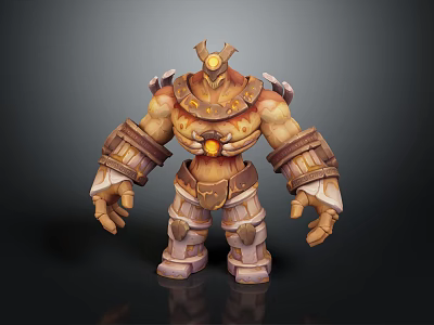 Stone Giant Mythical Creature Character With Armor And Glowing Yellow Core 3D Render 3d model