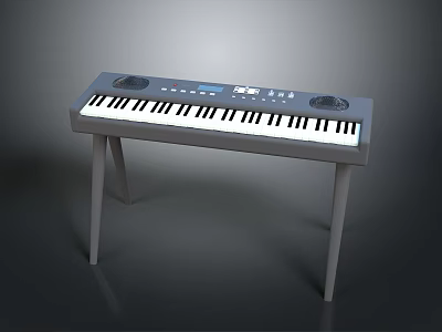 Electronic Keyboard With Digital Display Control Buttons And Built In Speakers On Stand 3d model