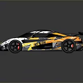 Sleek Racing Car With Colorful Livery And Aerodynamic Rear Spoiler Design