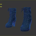 Stylish Black Lace Up High Heel Boots With Classic Design And Shiny Finish