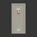 Industrial Metal Door With Warning Sign And Transparent Safety Panel