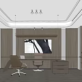 Modern Office Interior With Wooden Walls Desk Chairs And Abstract Artwork