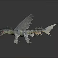 Pterosaur 3D Model With Large Wings Open Mouth Sharp Teeth And Textured Body