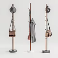 Wooden Coat Racks With Hats Bags And Gray Coat For Home Decor