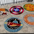 Round Rugs Featuring Diverse Patterns Like Cartoon Spaceship Hero and Spiral Designs