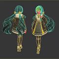 Anime Style Female Character Design With Twin Tails And Uniform Outfit Details