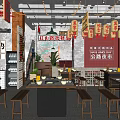 Chinese Style Spicy Hot Pot Restaurant With Fresh Broth Dining Tables And Lanterns