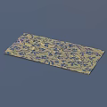 Yellow Rectangular Decorative Item With Blue Floral Pattern On Blue Background 3d model