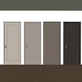 Wooden Hinged Doors With Different Colors For Modern Interior Design 3d model