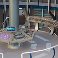Sci Fi Control Room Interior With Central Console Display Screen And Circular Structure 3d model