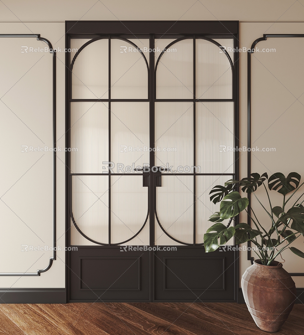 French sliding door 3d model