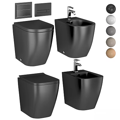 Modern Black Toilet Designs With White Gray Beige Color Options And Styles 3d model