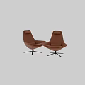 Brown Leather Leisure Chairs With Modern Design Comfortable Backrest And Black Metal Spider Leg Base