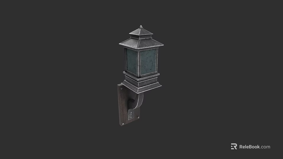 Traditional Outdoor Wall Light With Metal Frame Pagoda Top And Glass Shade 3d model 