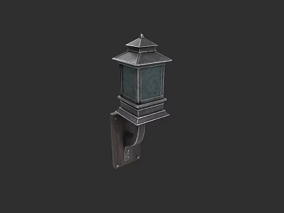 Traditional Outdoor Wall Light With Metal Frame Pagoda Top And Glass Shade 3d model