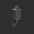 Traditional Outdoor Wall Light With Metal Frame Pagoda Top And Glass Shade