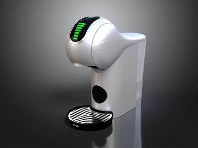 Modern White Electronic Coffee Maker With Green Indicator Light And Cup Tray 3d model