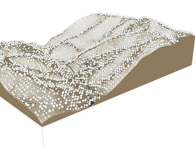 Garden Landscape Design with Undulating Terrain and Scattered White Dotted Elements 3d model