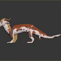 Game Movie Character Dragon 3D Model with Red and White Patterns Horns and Wings Design