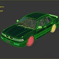 Classic Green Sedan With Sleek Body Design And Silver Wheels On Reflective Surface