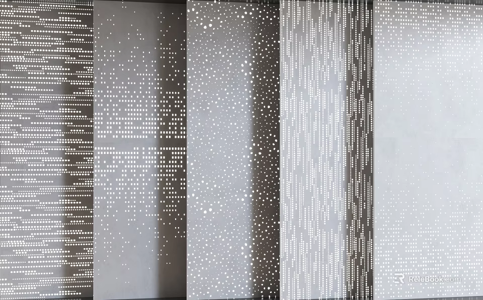 Modern Perforated Wall Panels With Decorative Patterns And Grey Contemporary Design 3d model