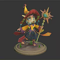 Modern game character cat mage cat wizard 3d model