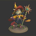 Modern game character cat mage cat wizard 3d model