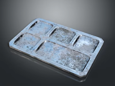 Sturdy Metal Divided Tray With Four Compartments For Food Storage 3d model