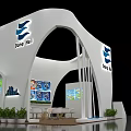 Dong Hai Exhibition Booth With Modern Curved Structure And Display