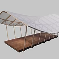 Innovative Art Installation Featuring Wooden Frame Transparent Canopy Support Columns And Platform 3d model