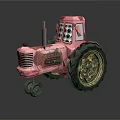 Vintage Pink SONNER Tractor Model Featuring Golden Wheels And Decorative Details