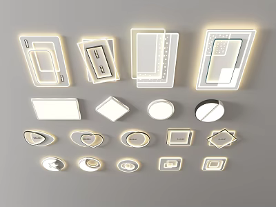 Modern Ceiling Lights With Various Shapes And Illuminated Edges For Home Decor 3d model