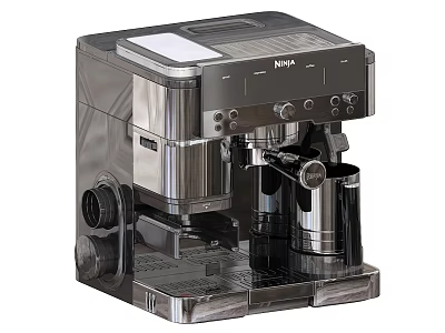 Stainless Steel Automatic Ninja Coffee Machine With Control Panel And Milk Frother 3d model