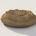 Modern Artistic Wooden Landscape Seat With Curved Striped Layered Wave Design