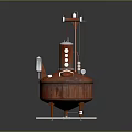 Red Industrial Distillation Equipment With Vertical Pipes And Cylindrical Tank Structure