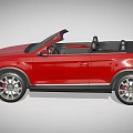 Red Volkswagen Convertible SUV Car With UK License Plate And Black Seats