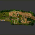 Architectural Park Planning Model with Green Spaces and Pathway Layout