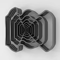 Modern Minimalist Gray Wall Decor With Layered Wavy Frames And Spiral Structure