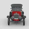 Vintage Red Car With Black Top Yellow Wheels And Classic Retro Design