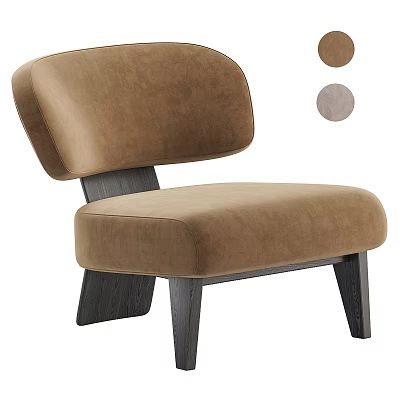 Taupe Velvet Accent Chair with Curved Backrest and Dark Wooden Legs with Additional Color Options 3d model