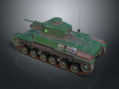 Green Military Tank With Tracks Turret Antenna And Detailed 3D Model Design 3d model