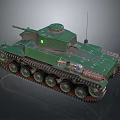Green Military Tank With Tracks Turret Antenna And Detailed 3D Model Design
