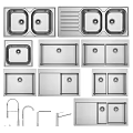 Different Types of Stainless Steel Kitchen Sinks Single Double Bowl with Drainer and Faucet Options