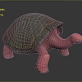 Turtle Character 3D Model with Pink Body and Green Brown Shell